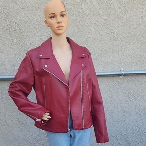 Levi's Women's Burgundy Leather Jacket Size L